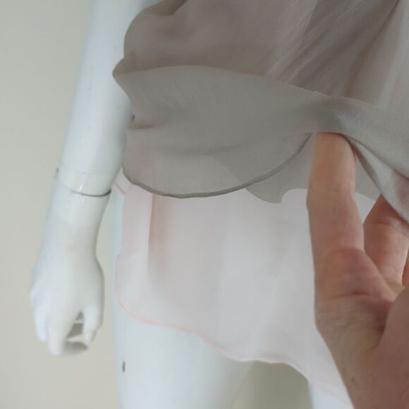 Brunello Cucinelli Cream Layered Minimalist Silk Shell - Picture 2 of 11